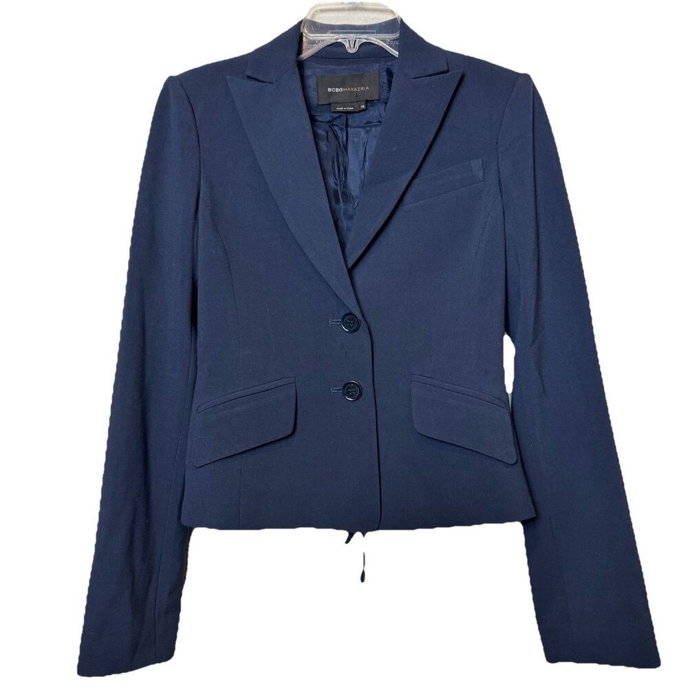 BCBG MaxAzria Navy Blue Suit Jacket Blazer Women’s Size XS Quiet Luxury